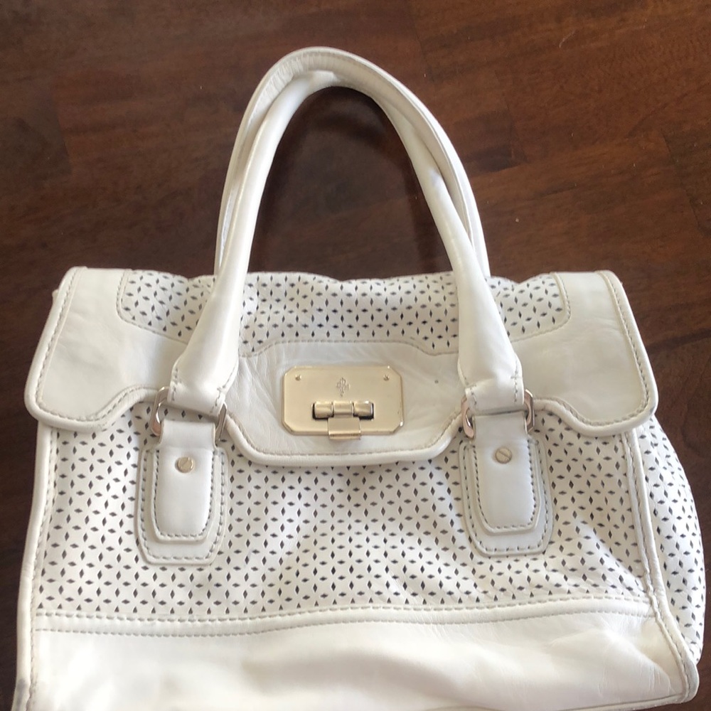 Cole Haan White Perforated Leather Pocketbook